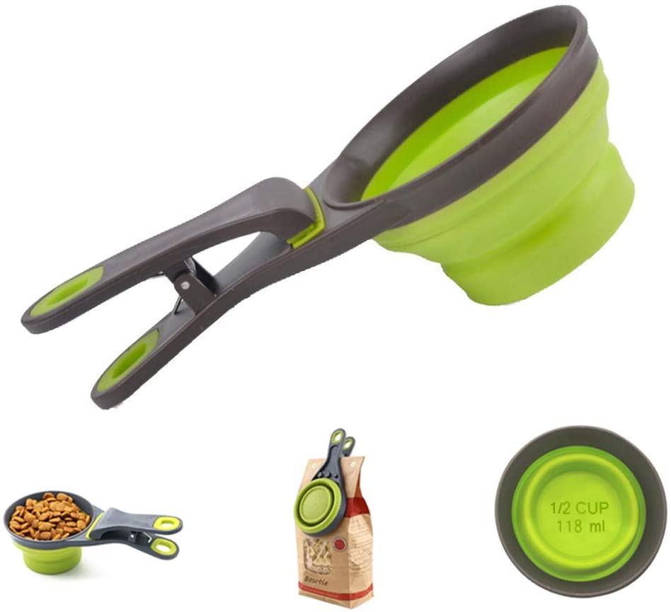 Two color mold for pet collapsible scoop with bag clip