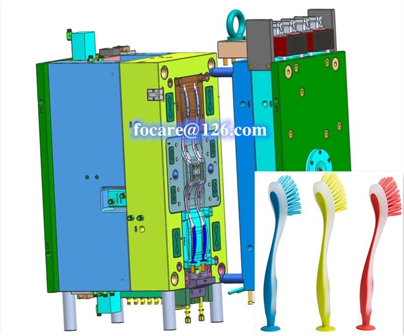 bi material cleaning brush 2k molding
