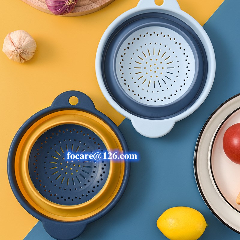 Collapsible round kitchen washing strainer colander two shot mold