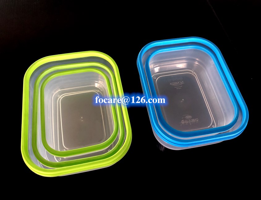 plastic food container with silicone seal 2k molding