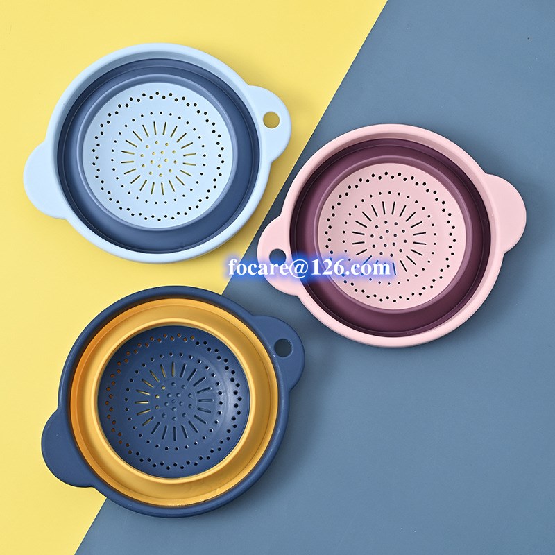 silicone collapsible round collander strainer bi material mold