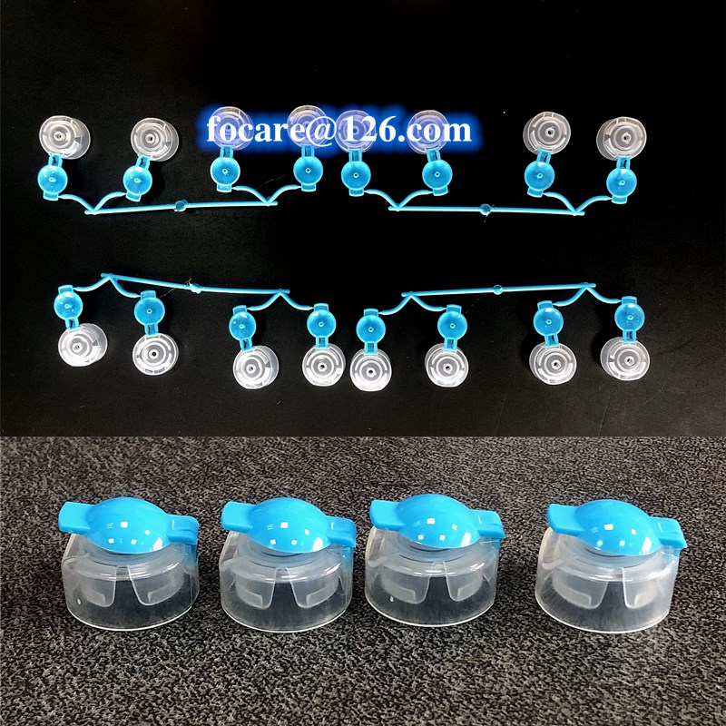 multi cavity two color shampoo flip top cap mold