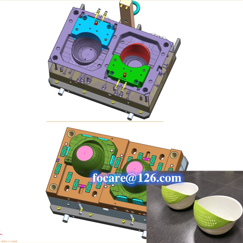 two component anti slip bi material colander drainer sieve mold