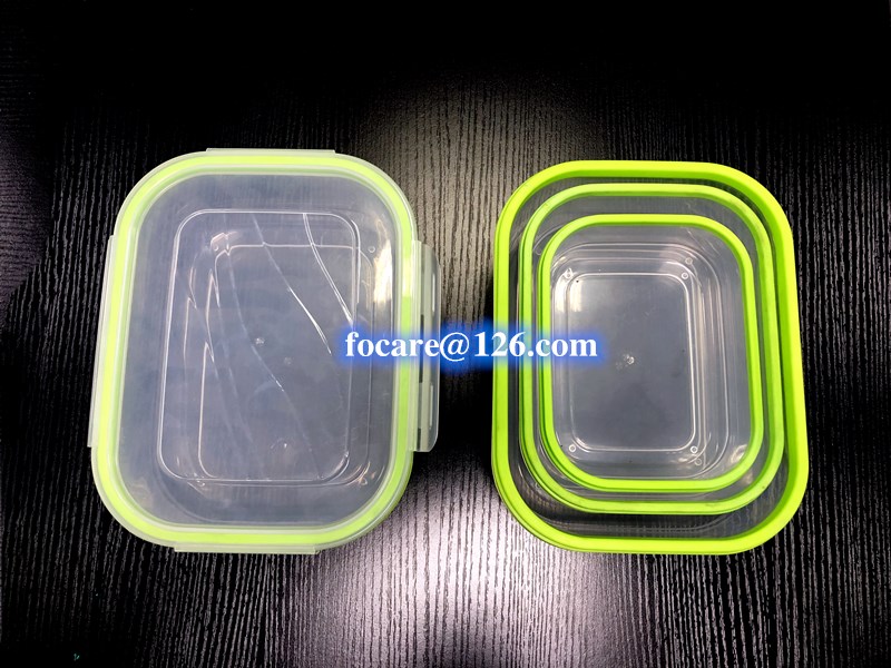 two shot molded food container with silicone seal