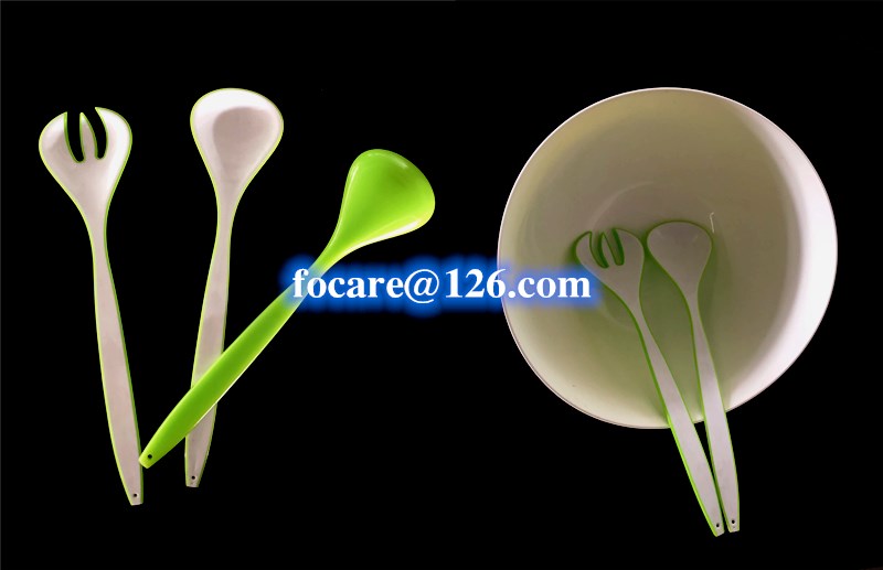 two tone salad spoon fork 2k molding