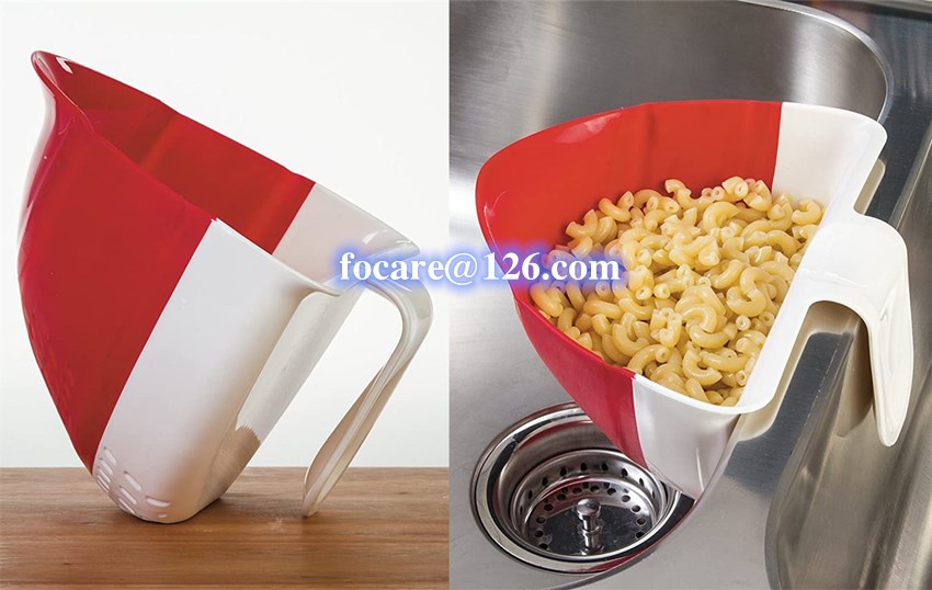 Bi material collapsible hands-free prep colander two shot mold