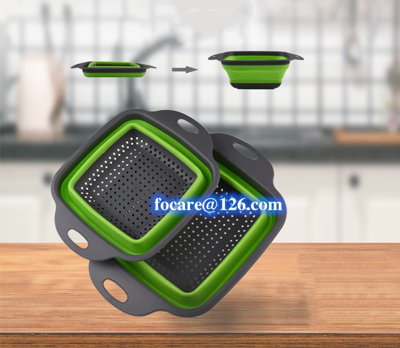 bi material silicone collapsible square drain basket colander 2k injection mold
