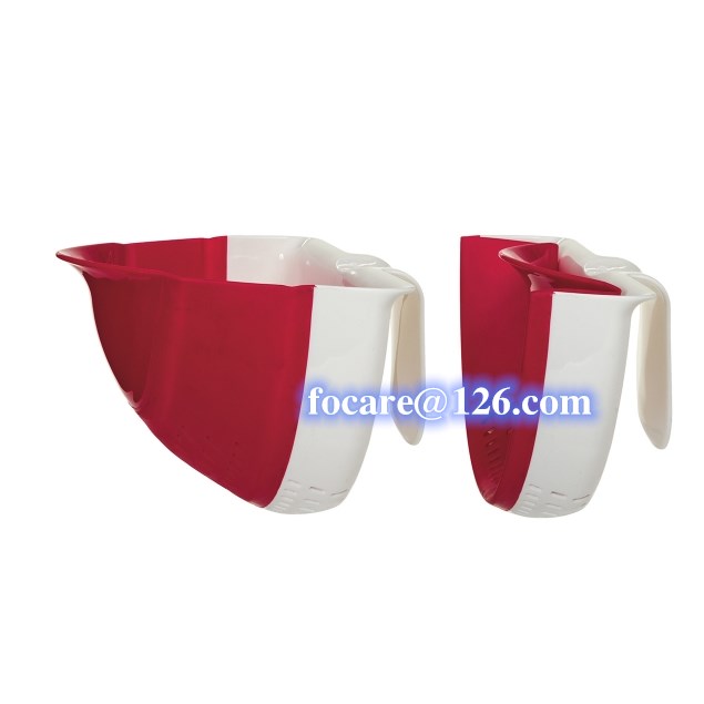two component PP silicone collapsible hands-free prep colander strainer mold