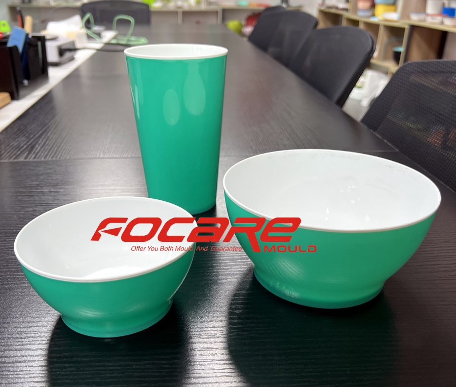 two colored plastic bowl mold making
